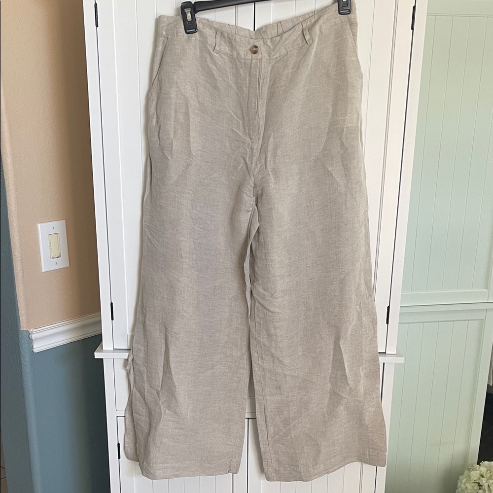 Boston Proper Light Tan Linen Trousers